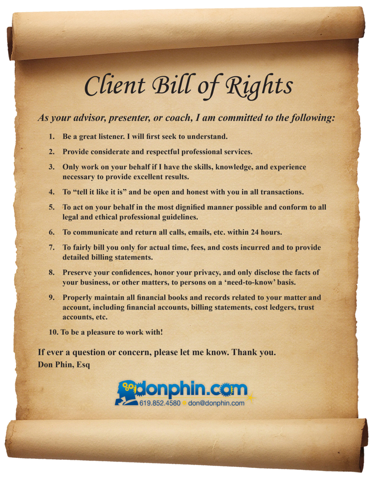 Client Bill of Rights 020520 | Don Phin Esq.